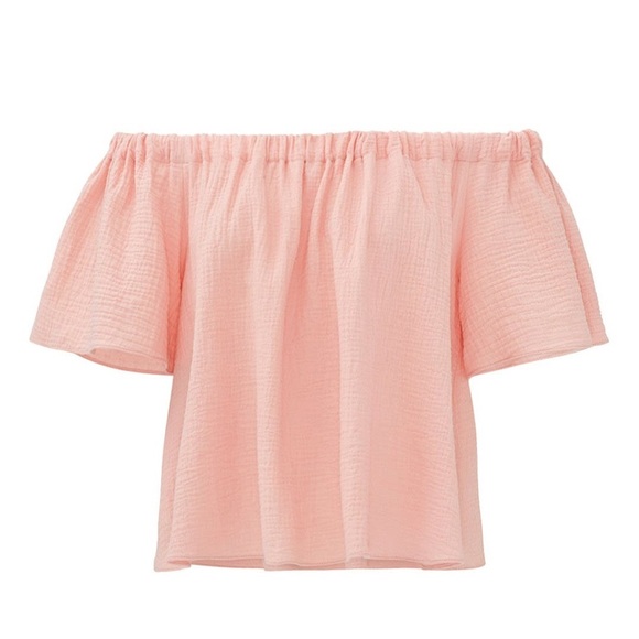 NWT Rebecca Taylor Peach Off the Shoulder Gauze Top Size 8 - Picture 3 of 11